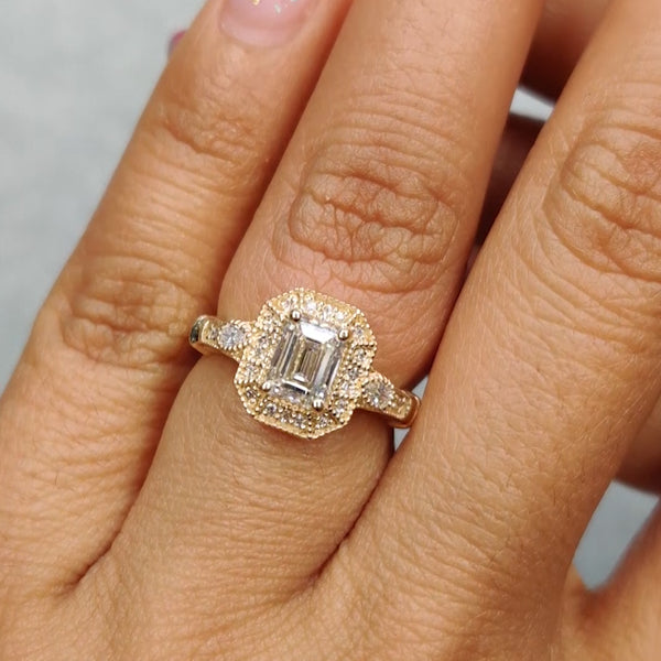 Art Deco Emerald Cut Engagement Ring