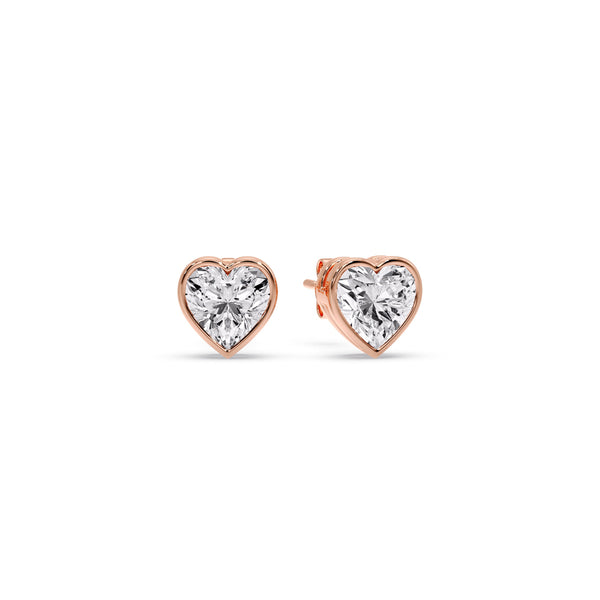 Heart Shape Bezel Stud Earring