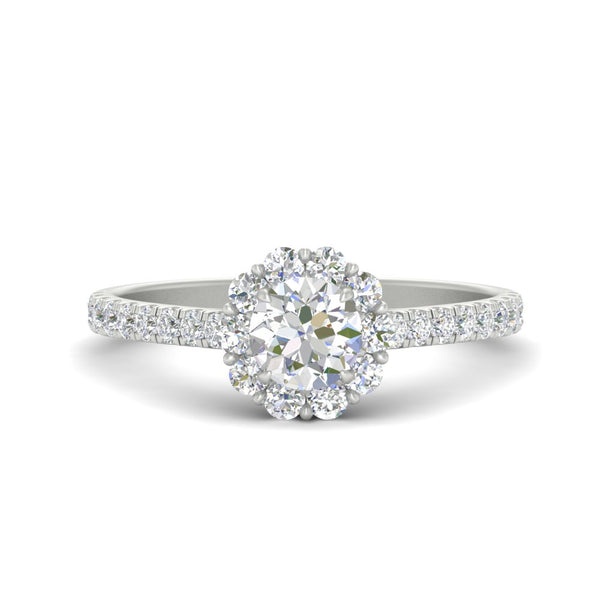 Flower Round Halo Diamond Ring