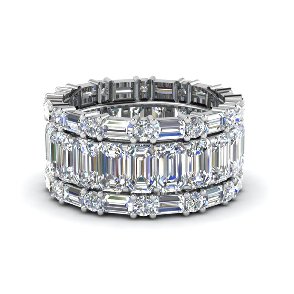 Emerald Cut Eternity Stack Bands