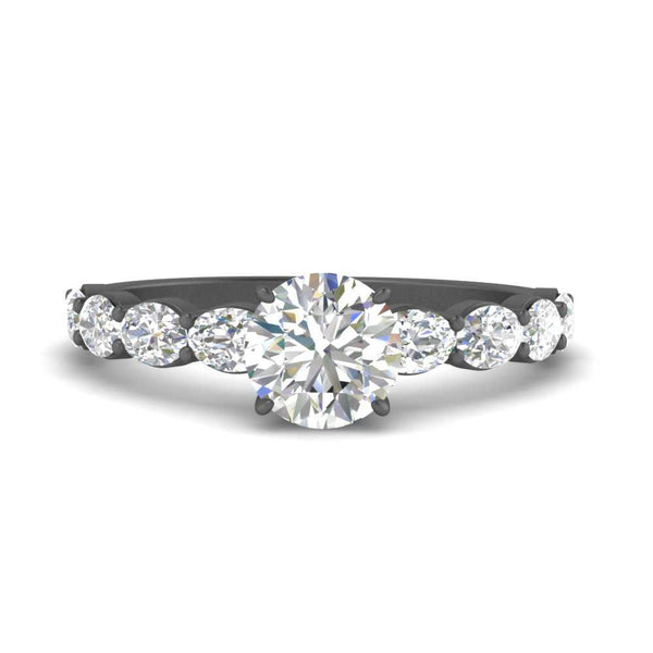 Oval Accented Round Cut Engagement Ring